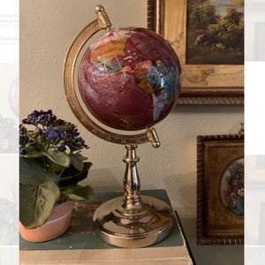 Semi-Precious Gemstone Inlay Globe